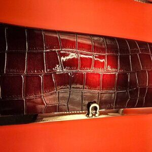 Red Wallet Croco Embossed